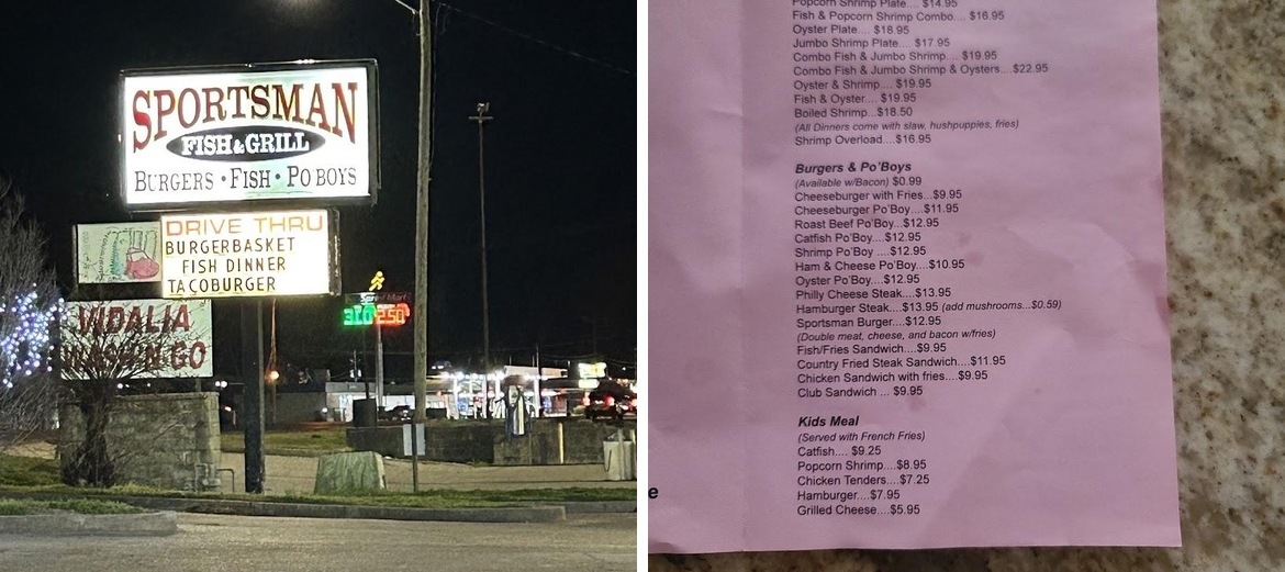 Sportsman Fish & Grill Menu